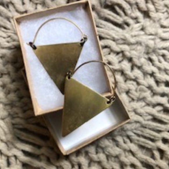 Artisan Handmade Triangle Drop Earrings *NWOT* - Picture 4 of 4